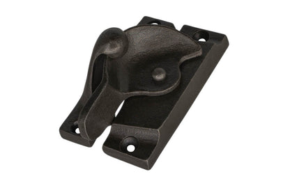 A rustic-looking Traditional Cast Iron crescent-style sash lock designed for sash or hung windows. This well-made lock is formed of cast iron material with a durable pivot turn. The turn operates smoothly & will lock & tighten your windows securely in place. Vintage cast iron finish. Model 88455