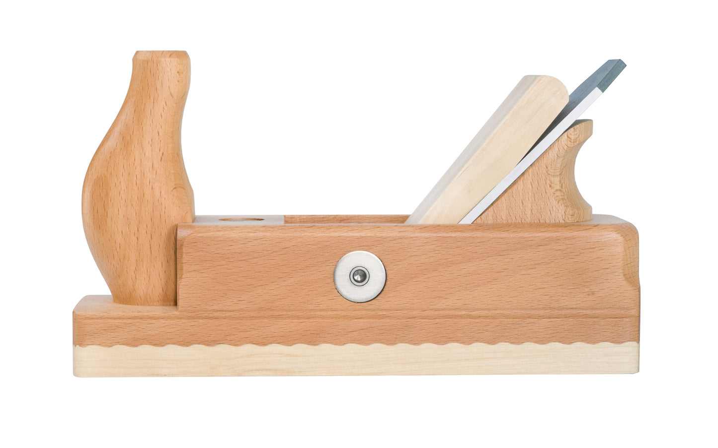 Made in Germany · Ulmia ~ Model No. HW4-48 ~ 1-7/8" wide cutter blade (48 mm) ~ Bench plane for initial processing of rough sawn or scrub planed surfaces. Suitable for trimming warped, rough boards at an incline to the grain, also for shaving cross-grained wood. White Beech Sole - Bevel angle: 25° - Cutting angle: 45°  - Schlichthobel - Smoothing Plane