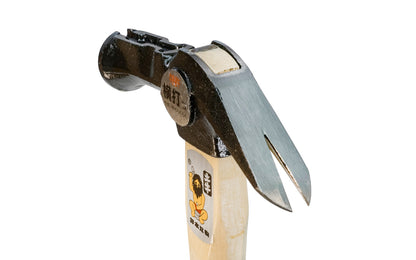 Made in Japan · This smooth face Japanese Dogyu Kariwaku hammer is an all-purpose framing hammer. Special groove with a magnet in head that holds nails - Great for nailing hard-to-reach high places, & one-hand nailing. Simply put the nail in the grooved slot & lightly hammer first, then drive nail a second time - Wooden Handle - 4962819006191 - 440 g  /  15.52 oz
