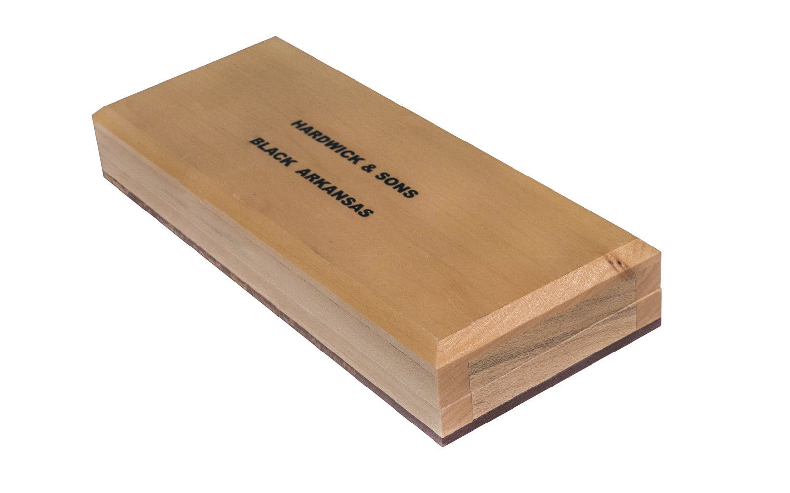 Black Hard Arkansas Bench Stone with Wooden Box ~ 6" x 2" - Made in USA ~ 6" Long  x  2" Wide  x  1/2" Thick - super-fine stone, it is sometimes referred to as the "Surgical Black Arkansas Stone". It is great for putting an ultimate edge on your tools & knives - Final Finish - Model No. BAB-62-C
