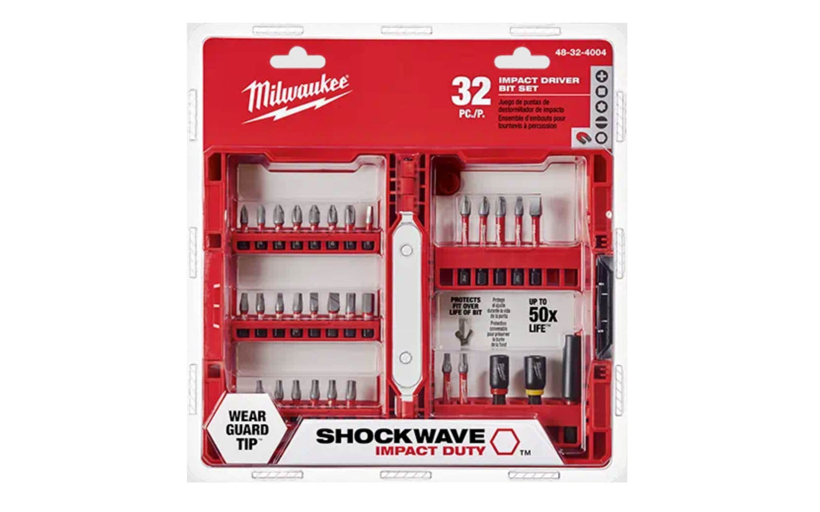 Milwaukee's 32 Piece "Shockwave" Impact Driver Bit Set - Model No. 48-32-4004. 045242349562 - 32 PC