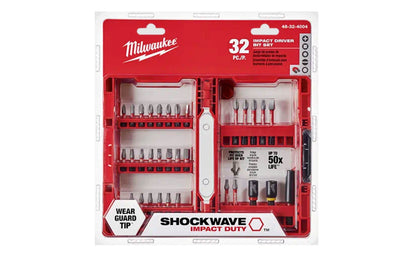 Milwaukee's 32 Piece "Shockwave" Impact Driver Bit Set - Model No. 48-32-4004. 045242349562 - 32 PC