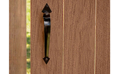 This Black Finish Gate Latch Set works like a heavy-duty barrel bolt plus deadbolt. Operates with thumb latch when in unsecured position. For use on in-swinging or out-swinging gates. Bolt can be padlocked. Fits gate up to 3" thick. National Hardware Catalog Model No. N178-616. 038613178618