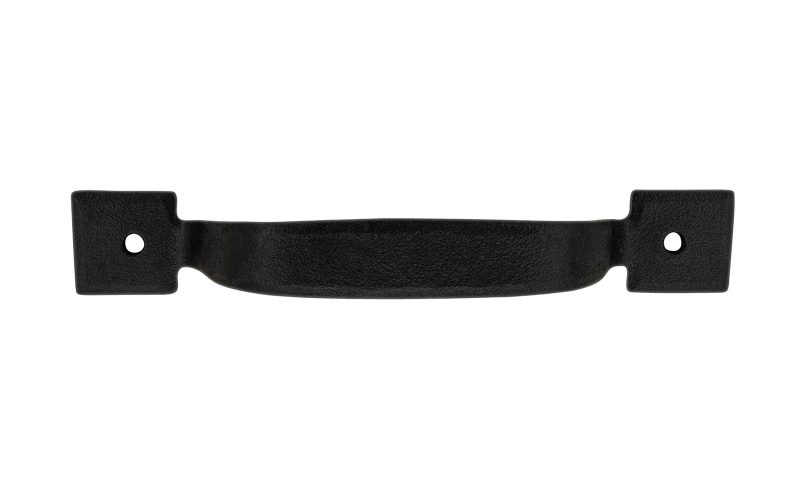 A hand-forged cabinet pull handle with square ends. Made of steel material with a black finish, it has a nice durable & strong feel. This traditional piece of hardware is great for cabinets, furniture, drawers, & small doors. Powder coated to resist rust. Model 88617 - Black Finish - Rustic Square end handle pull 