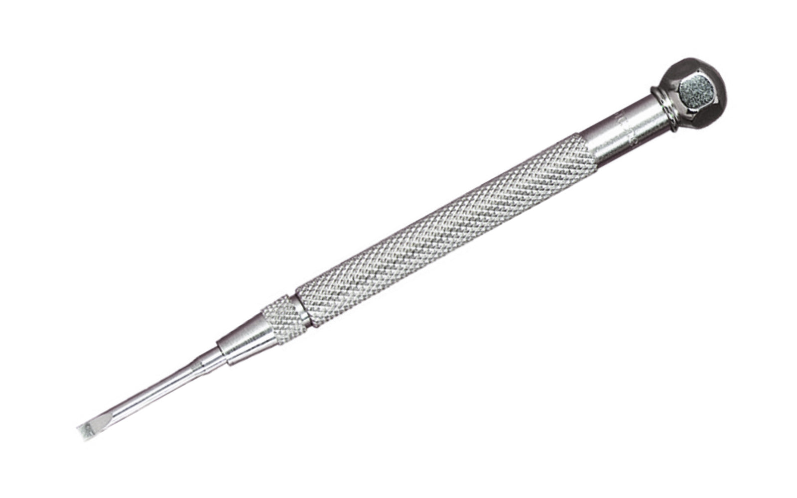 The 553A Pocket Screwdriver features a hexagonally shaped head to prevent them from rolling. When not in use, the blade can be reversed into the screwdriver body for conveniently & safely carrying them in pockets. Size takes no more room than a penknife. With 1-7/8" (48mm) Long Blade, Overall Tool Length is 4-1/4" (110mm). Slotted Head.   Made in USA.