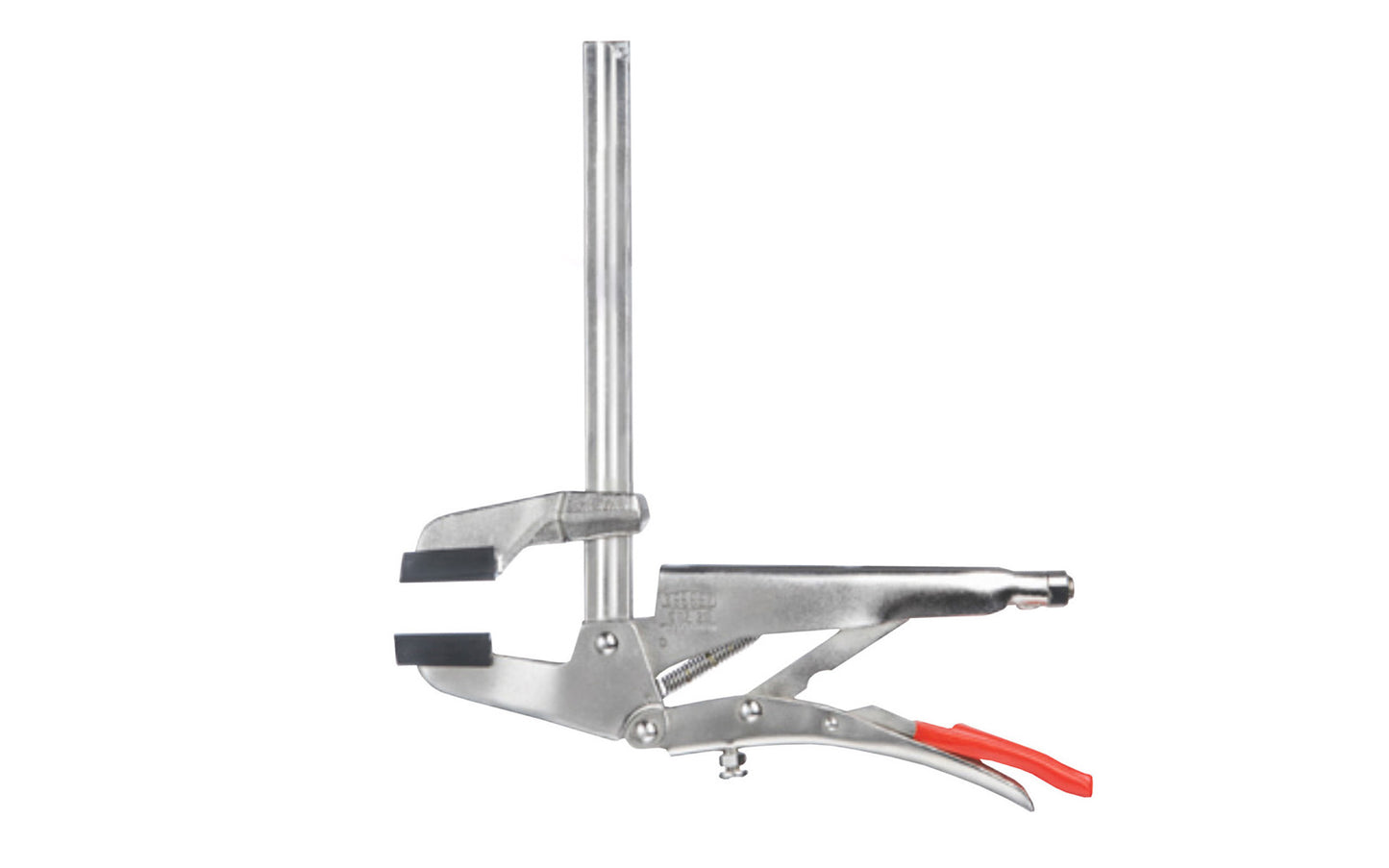 Bessey 8" "SuperGrips" Grip Plier Clamp with Profiled Rail SG8 is a grip plier & clamp all in one tool. Adjustable sliding jaw with a 8" clamping capacity & 2-1/2" throat depth. 440 lbs. clamping force. Adjustable screw/lock nut (on lower lever) adjusts jaw angle (up to 7°) for clamping tapered parts. Made in Germany ~ 091162052013