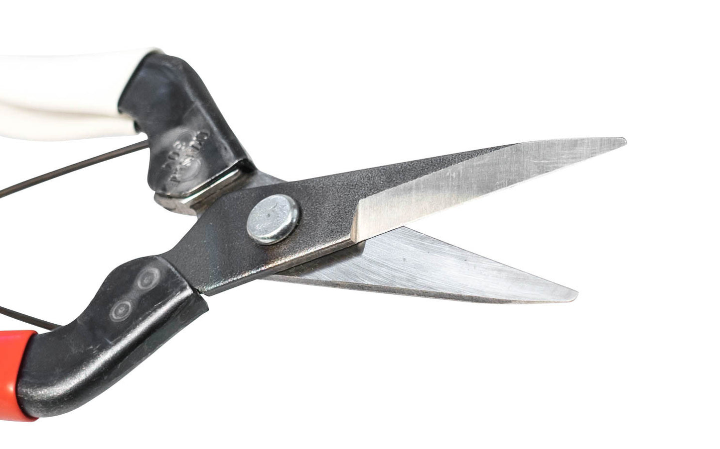 Made in Japan · High quality Izumo Yasuki steel ~ 7-1/2" overall length ~  ~ Excellent for floral pruning & trimming. Cutting edges sharp & long lasting, & gives the trimmer nice smooth cuts. Japanese floral shears (Mekiri Basami). Rockwell hardness of HRC 60.  Okatsune thinning shears. Red & blue handle shears.