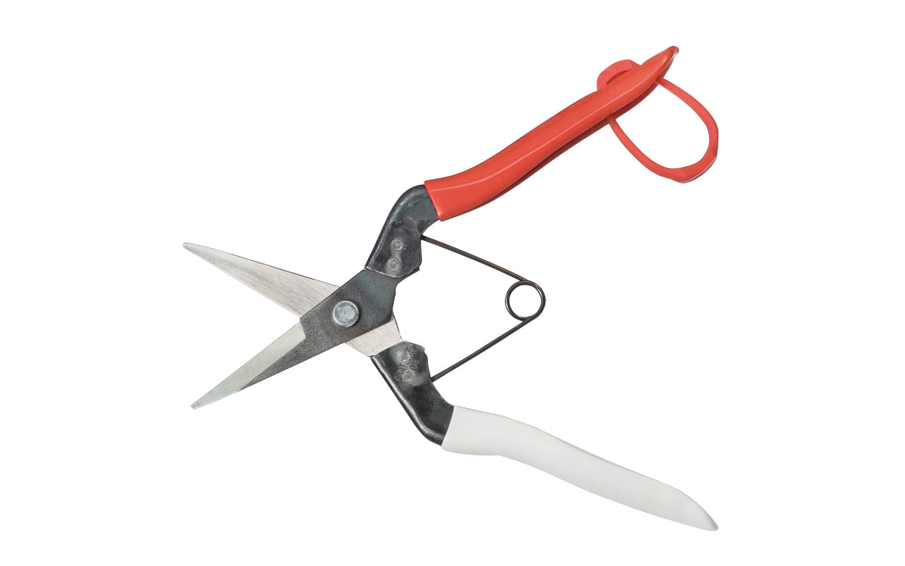 Made in Japan · High quality Izumo Yasuki steel ~ 7-1/2" overall length ~  ~ Excellent for floral pruning & trimming. Cutting edges sharp & long lasting, & gives the trimmer nice smooth cuts. Japanese floral shears (Mekiri Basami). Rockwell hardness of HRC 60.  Okatsune thinning shears. Red & blue handle shears.