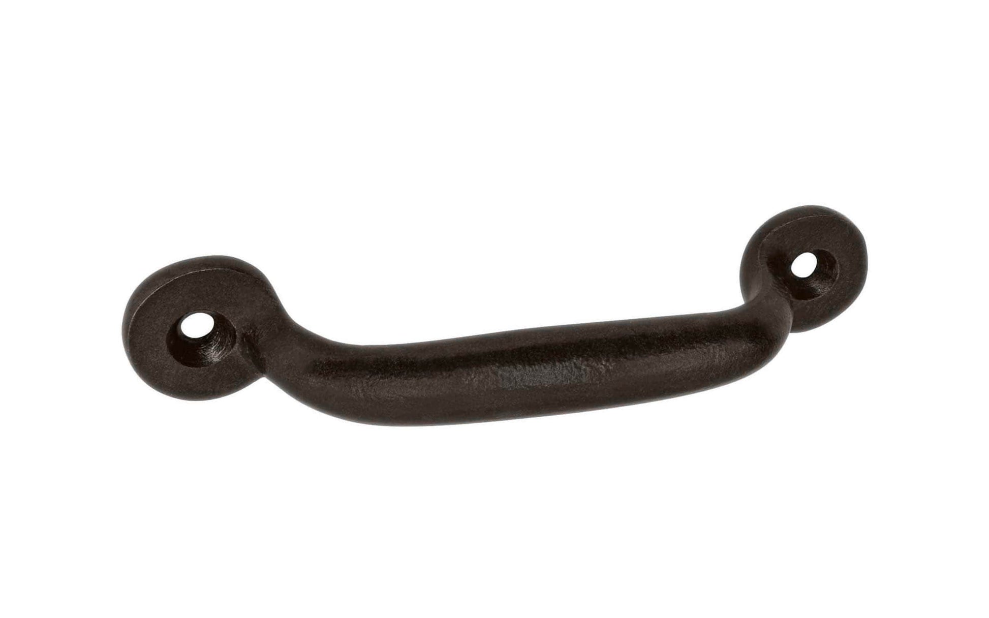 A Classic Cast Iron Handle ~ 3" On Centers with a satin black finish. Excellent for a wide variety of uses including drawers, cabinets, smaller doors, sashes, furniture, & screen doors. A classic looking handle excellent for adding charm & style to your home. Vintage finish with lacquer to resist rust. Model 88609