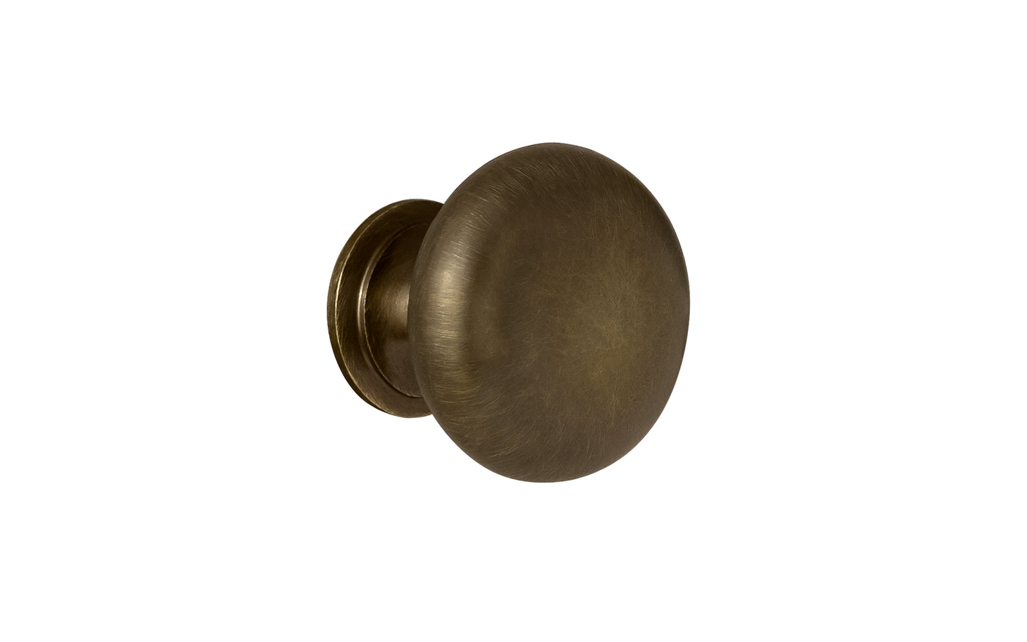 Vintage-style Hardware · Traditional & Classic 1" Diameter Brass Knob with an Antique Brass Finish. Made of high quality brass, this stylish round cabinet knob has a smooth look & feel on a pedestal shaped base. Works great in kitchens, bathrooms, on furniture, cabinets, drawers. Authentic reproduction hardware.