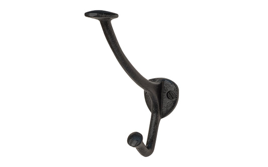 Vintage-style black cast-iron hall tree hook designed in the Art Nouveau style of hardware. Great for use in hallways, hall trees, coat racks, kitchens, bedrooms, & many other places. The double hook is made of strong cast iron material, making it durable for heavy coats, bags, & clothing 5-1/2" high hook. 
