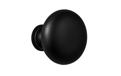 Vintage-style Hardware · Traditional & Classic Brass Knob with a Satin Black Finish. 1-1/2" diameter size knob. Made of high quality brass, this stylish round cabinet knob has a smooth look & feel on a pedestal shaped base. Works great in kitchens, bathrooms, on furniture, cabinets, drawers. Authentic reproduction hardware.