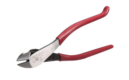 Klein Tools 9" Ironworker's Diagonal Cutting Pliers D248-9ST have a high-leverage design to provide 36% greater cutting power than other pliers. Angled head design makes work easier in confined spaces. Hot-riveted joint ensures smooth action with no handle wobble. For non ferrous wire & soft metal cutting. Made in USA.