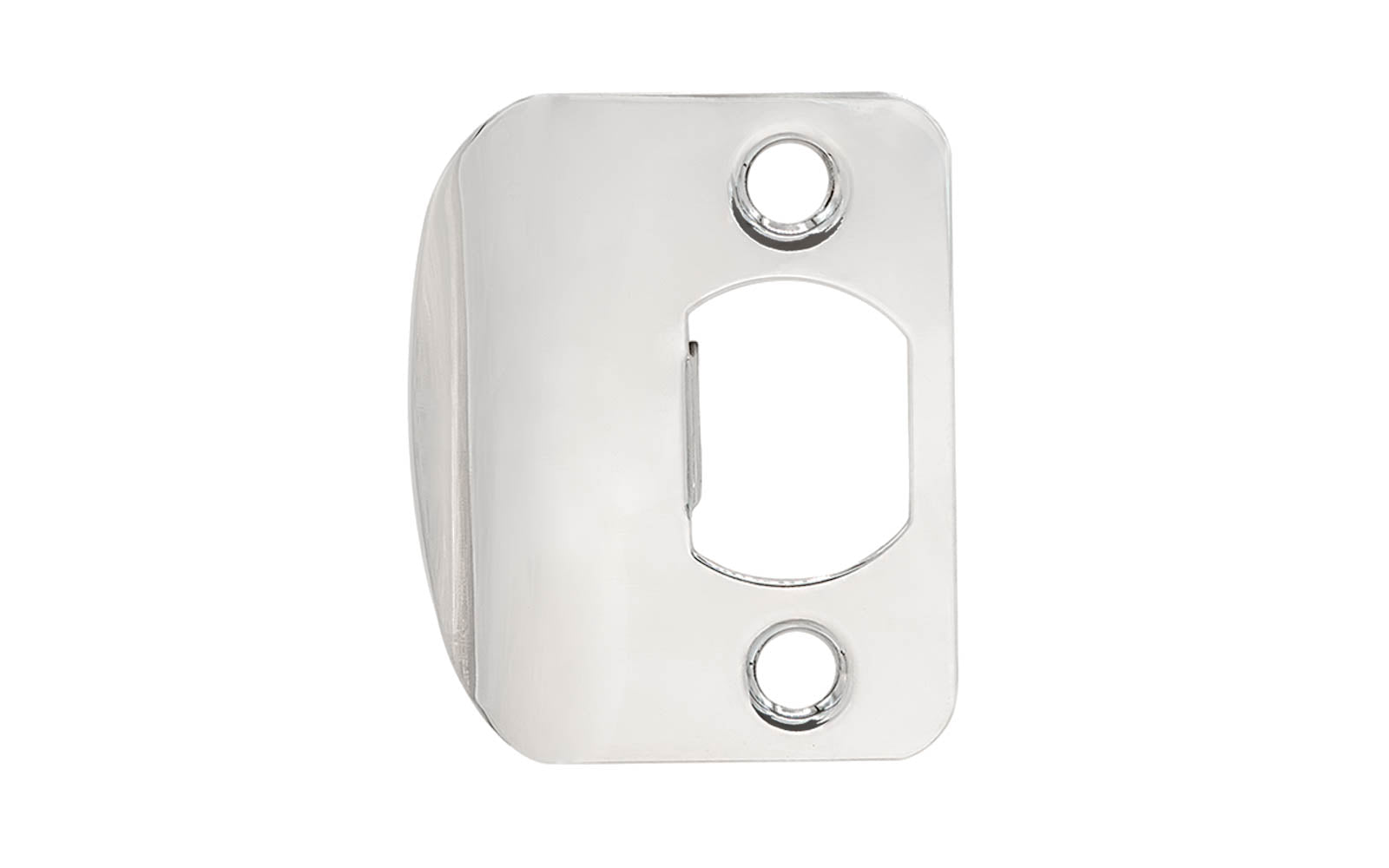 Vintage-style Hardware · Traditional & classic-style ~ For interior doors ~ Classic & traditional polished nickel full lip door strike made of quality solid brass material. 2-1/4" High x 1-3/4" Wide overall size. Available in five different finishes. Includes two phillips flat-head screws