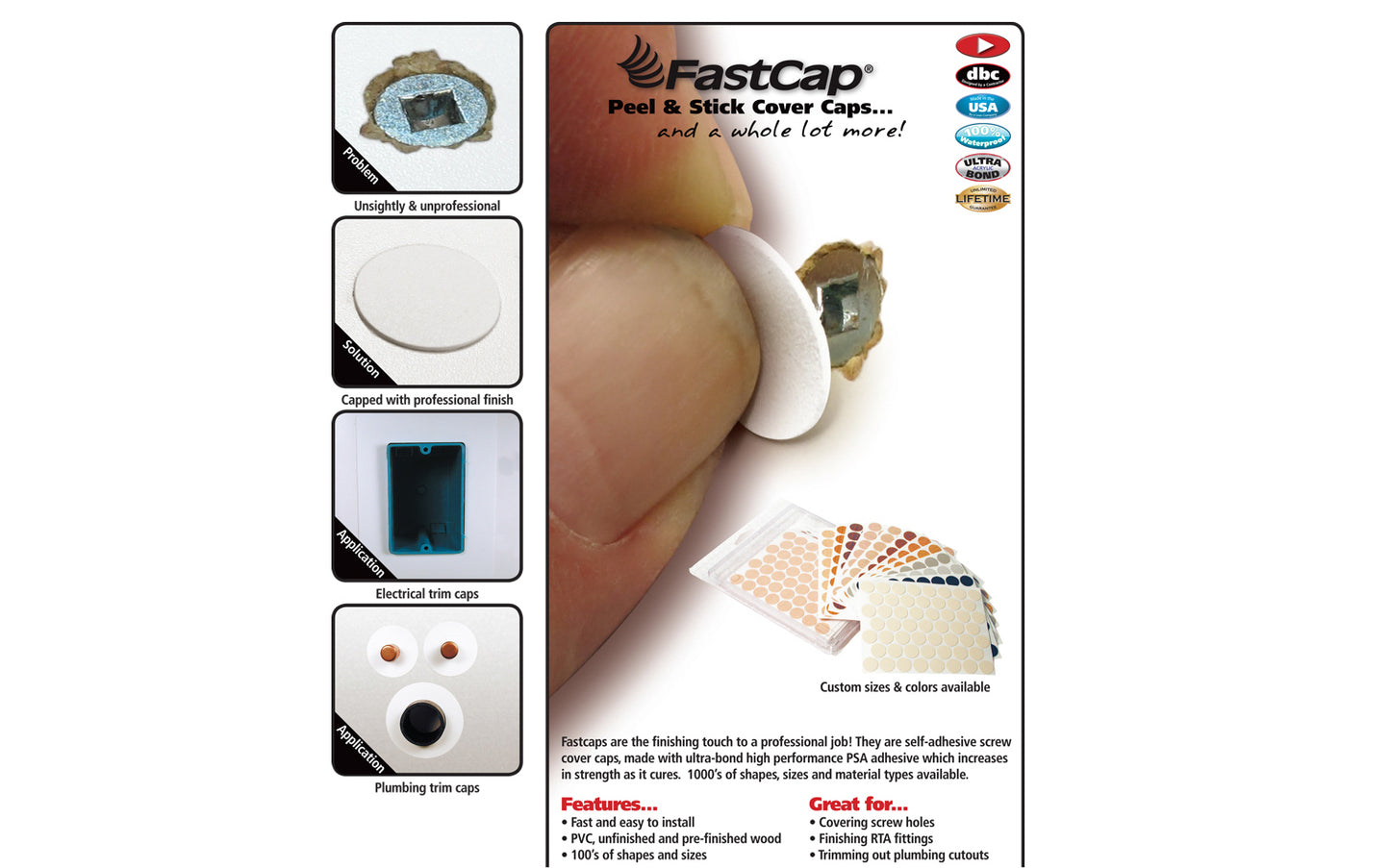 FastCap 9/16" Cherry Adhesive Cover Caps - Unfinished Wood ~ 260 Pieces - Model No. FC.MB.916.CH