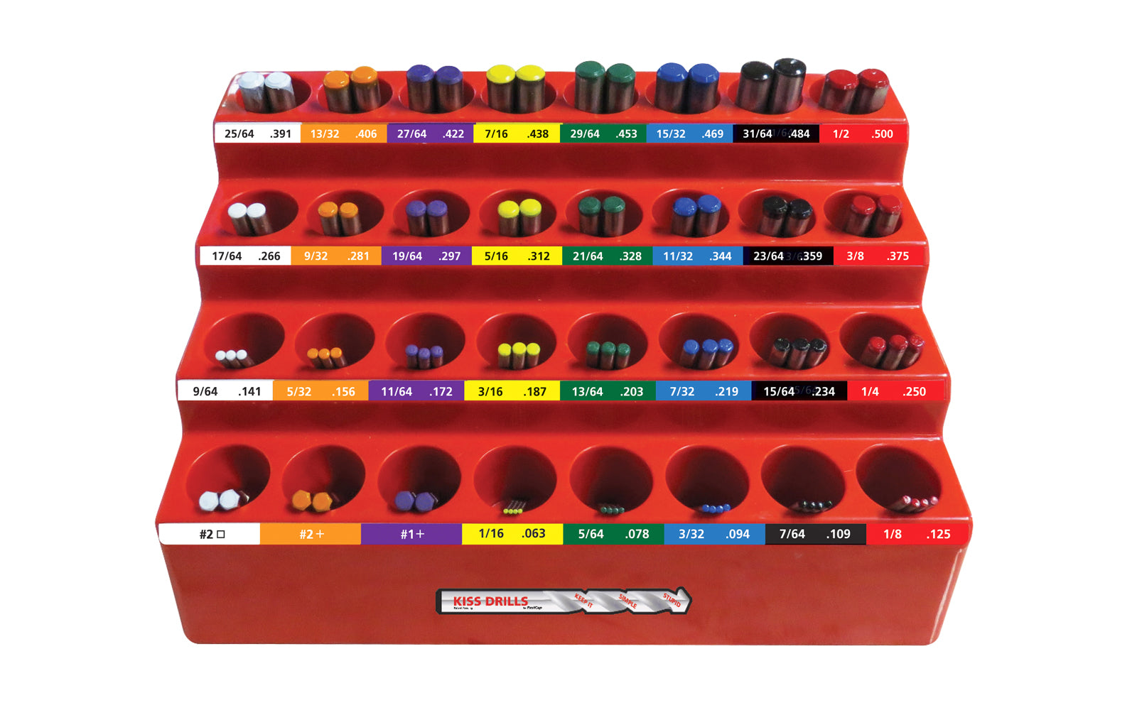 FastCap Kiss Drill Bit Index ~ 32 Slots - Easily organize all your drill bits ~ 1/16" to 1/2" in 64th increments  - Model KISS DB INDEX