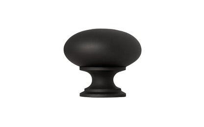 Vintage-style Hardware · Traditional & Classic Brass Knob with a Satin Black Finish. 1" diameter size knob. Made of high quality brass, this stylish round cabinet knob has a smooth look & feel on a pedestal shaped base. Works great in kitchens, bathrooms, on furniture, cabinets, drawers. Authentic reproduction hardware.