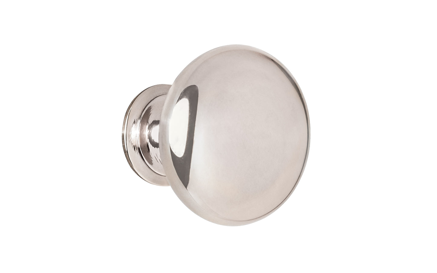 Vintage-style Hardware · Traditional & Classic Brass Knob with a Polished Nickel Finish. 1-1/4" diameter size knob. Made of high quality brass, this stylish round cabinet knob has a smooth look & feel on a pedestal shaped base. Works great in kitchens, bathrooms, on furniture, cabinets, drawers. Authentic reproduction hardware.
