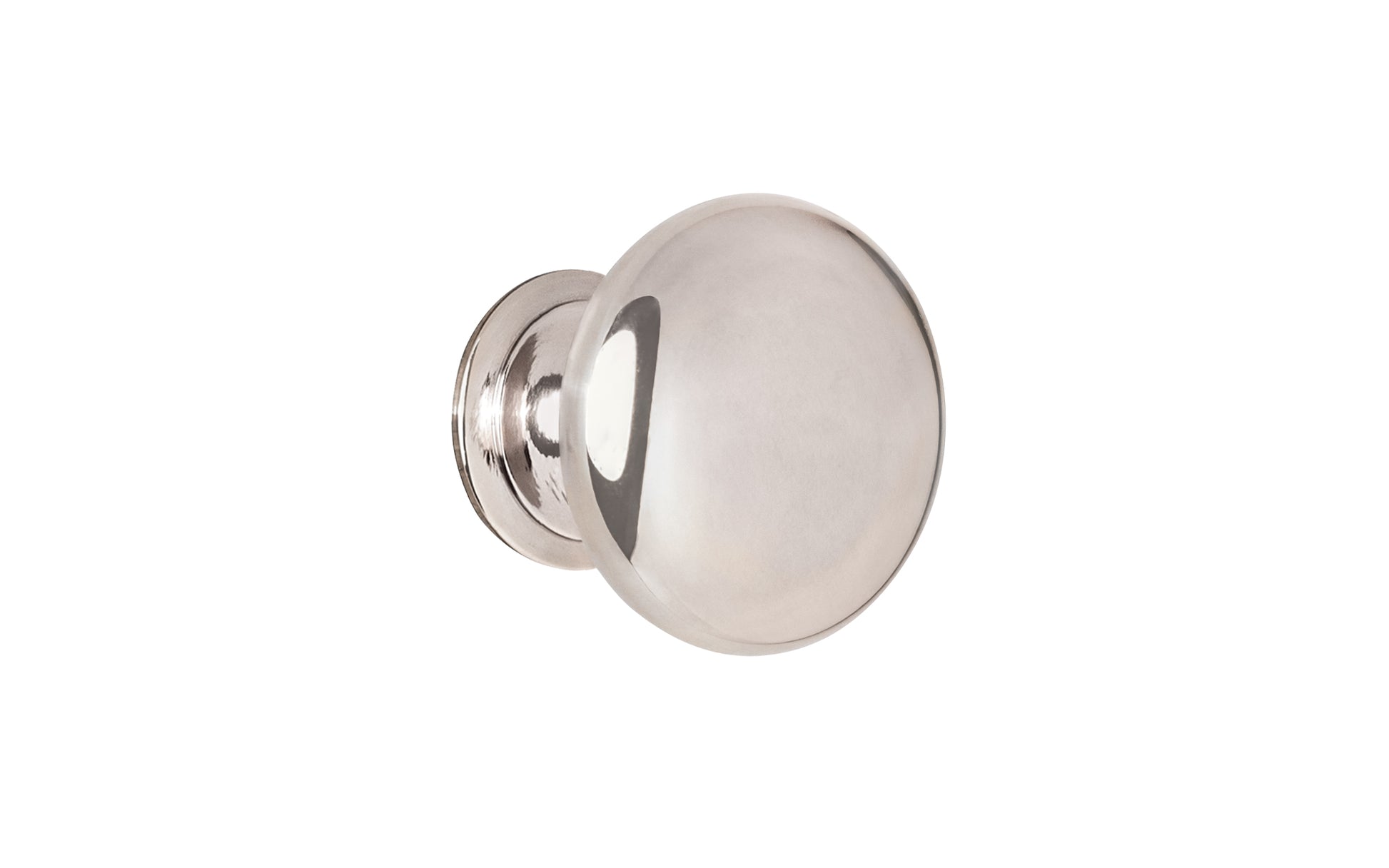 Vintage-style Hardware · Traditional & Classic Brass Knob with a Polished Nickel Finish. 1" diameter size knob. Made of high quality brass, this stylish round cabinet knob has a smooth look & feel on a pedestal shaped base. Works great in kitchens, bathrooms, on furniture, cabinets, drawers. Authentic reproduction hardware.