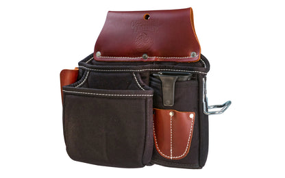 Occidental Leather "Stronghold" Tool Case ~ Model 9085 - Fits a 3" work belt - A case designed for tool organization! Two No. 2003 "Oxy Tool Shields", 18 pockets & tool holders total. Leather lined inside all along the bottom. Great for master finish carpenter or plant engineers. Made of Nylon & genuine Leather.