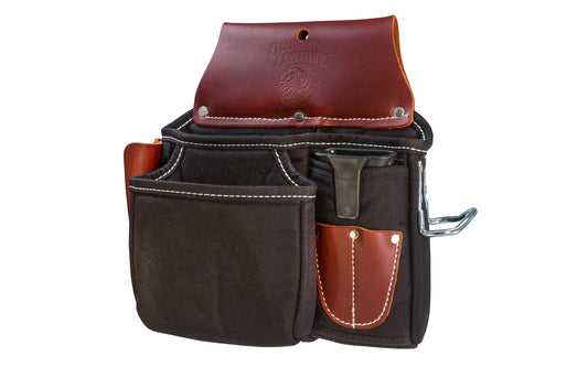 Occidental Leather "Stronghold" Tool Case ~ Model 9085 - Fits a 3" work belt - A case designed for tool organization! Two No. 2003 "Oxy Tool Shields", 18 pockets & tool holders total. Leather lined inside all along the bottom. Great for master finish carpenter or plant engineers. Made of Nylon & genuine Leather.
