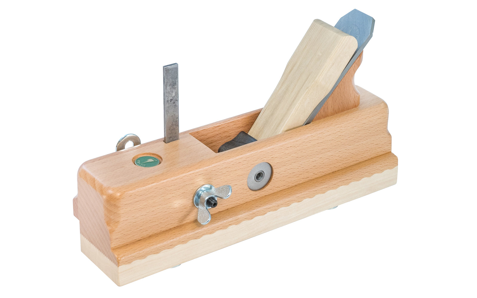 Made in Germany · Ulmia ~ Model No. 492 ~ 1-5/16" wide cutter blade (33 mm) ~ The Filletster plane body is made of Red Beech with a White Beech sole. It has an adjustable side & depth fence for setting the depth the rabbet. The integrated leading blade prevents surface tearing. Bevel angle: 25° - Cutting angle: 45°. Ulmia Filletster Plane with Single Iron ~ White Beech Sole