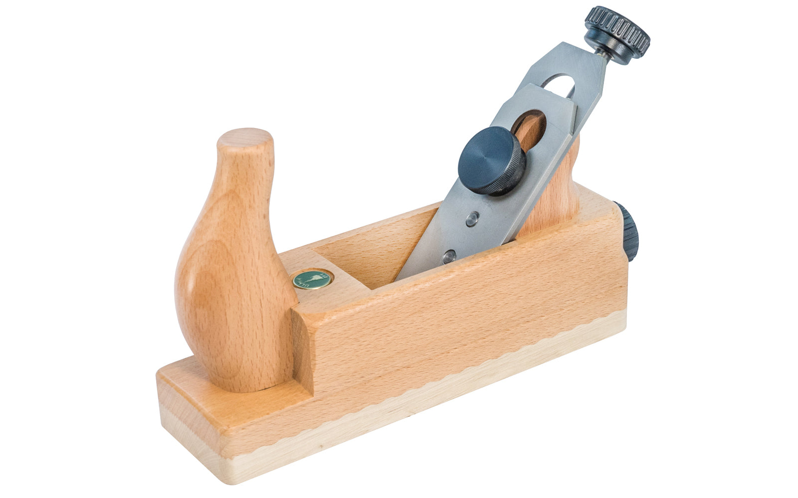 Made in Germany · Ulmia ~ Model No. HW3FN-48 ~ 1-7/8" wide cutter blade (48 mm) ~ Precision iron setting. A good plane for smoothing solid wood & veneered surfaces. When working with knots or alternating spiral grain, it leaves no visible planing joints. White Beech Sole - Bevel angle: 25° - Cutting angle: 49° . Ulmia Smoothing Plane with Precision Iron Setting ~ White Beech Sole