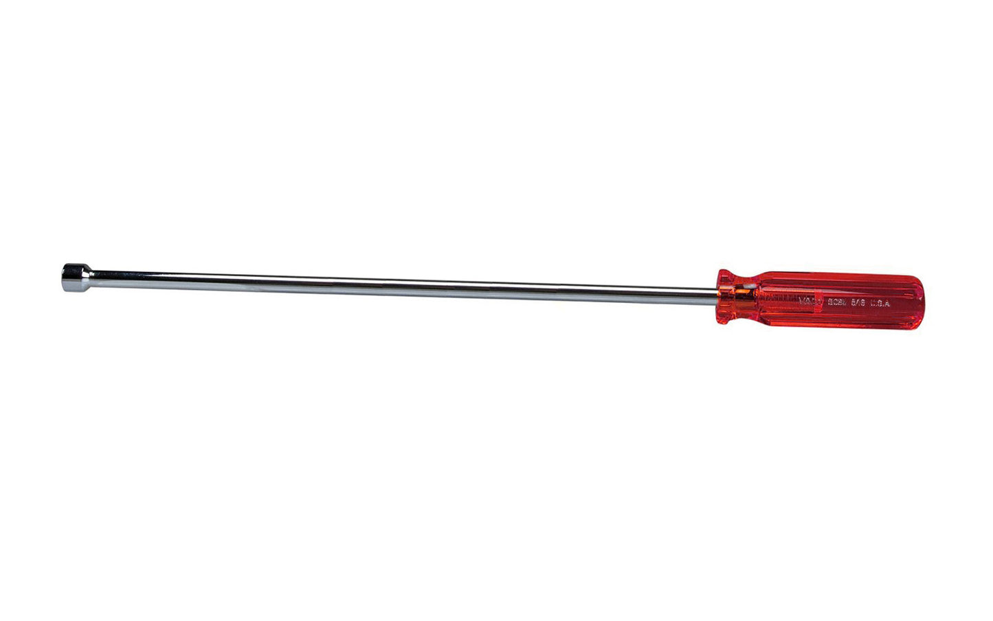 Klein Tools / Vaco 1/4" size Magnetic Nut Driver with a 18" long blade with powerful nut-holding magnet built into shank. The full hollow shaft facilitates work on stacked circuit boards or other long bolt applications. Premium chrome-plated for smooth feel and corrosion resistance.    Made in USA.